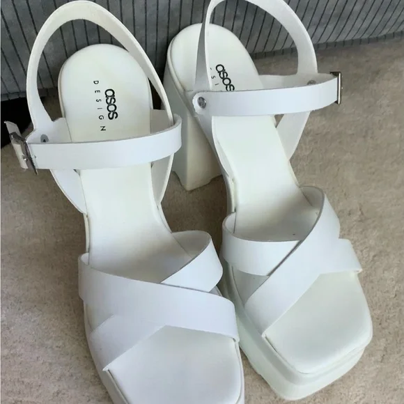 NEW ASOS Chunky White Platform Sandals - Picture 6 of 8